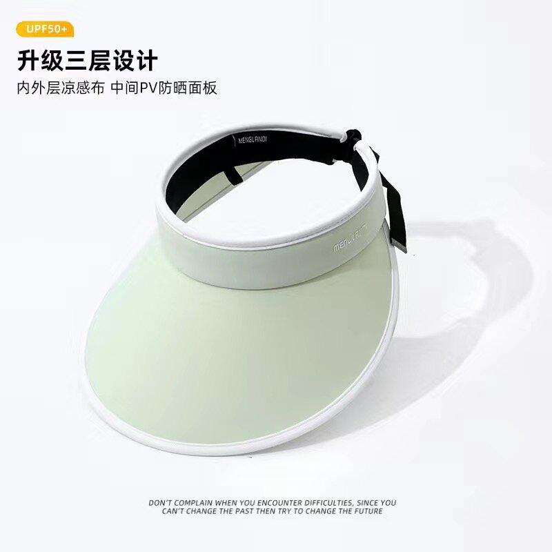 Large brim empty top sun protection hat women's summer ice silk UV protection sun hat cycling sun hat tide