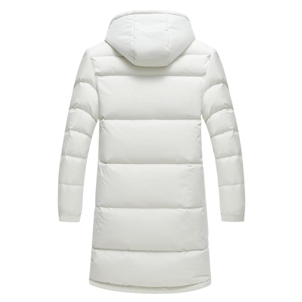 Down Jacket Men's Long Over-the-knee Men's Winter Thickened White Duck Down Hooded Jacket Couple School Uniform Tide