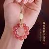 Natural Strawberry Crystal Phone Strap Snake Pendant for Girlfriend, Anti-drop Finger Ring Lanyard, Exquisite Hand-Cranked Women's Ornament
