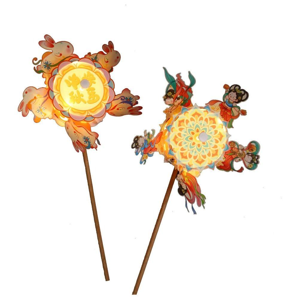 Light up Rotating Windmill Lantern DIY Material Bag Rabbit Windmill Lantern Children Toys