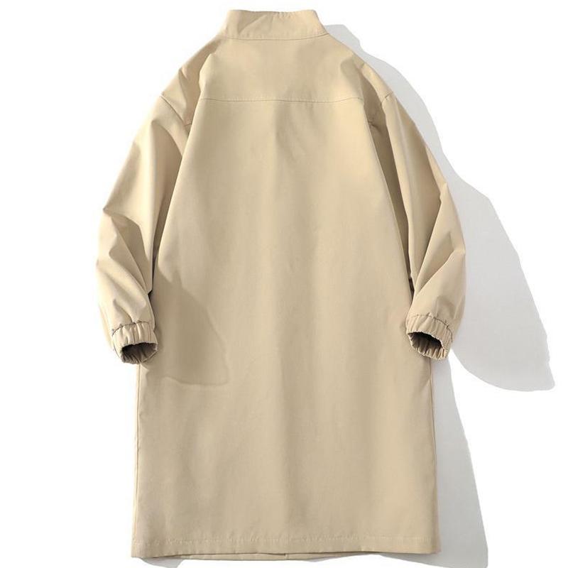 Spring and Autumn Windbreak Men's Mid To Long Coat Men's Jacket Solid Color Single Breasted Lapel Out Fashion Casual Men's Wear