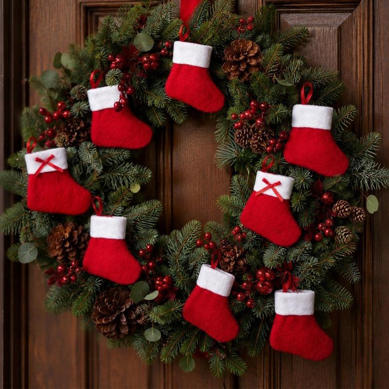 Christmas Socks Decoration Small Boots Children New Year Candy Bag Gift Fireplace Tree Hanging Bags Home Party Holiday Ornament