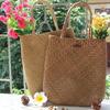 Grass Woven Fashionable Single Shoulder Handbag Home Foyer Desktop Hand-held Storage Basket Large Capacity Tourist Shopping Bag