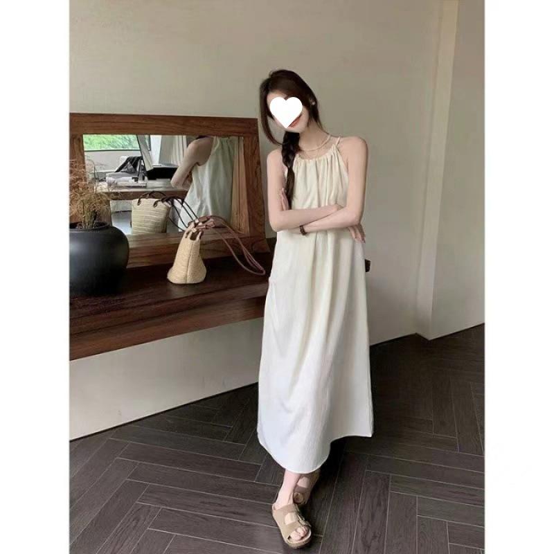 

Платье с бретельками на подтяжках во французском нежном стиле, свободное прикрывающее мясо, тонкая длинная юбка в ленивом стиле для масс XL