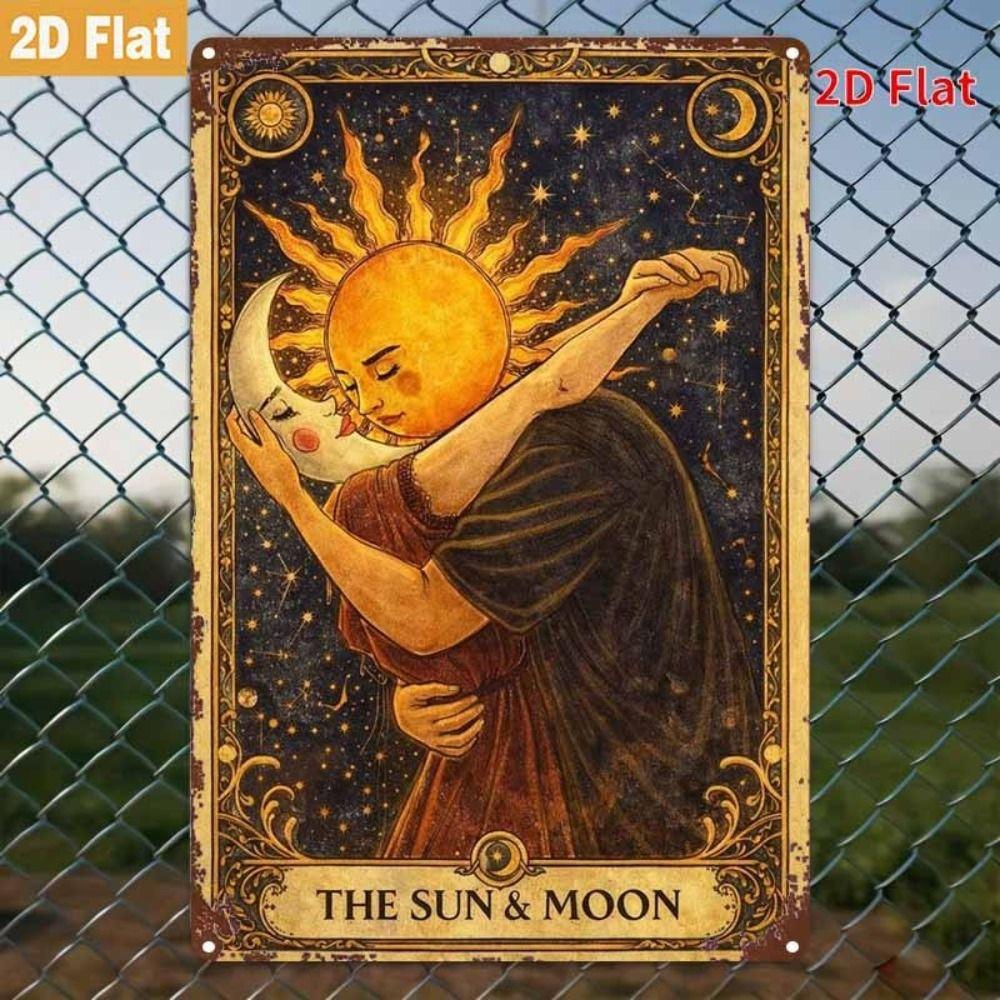 Vintage Sun Moon Boho Metal Wall Art 20x30cm Home Decor Tin Sign