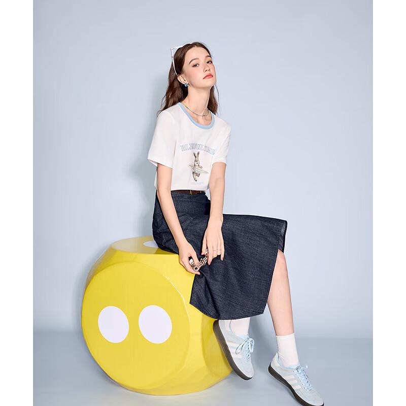 Betu Women's 100% Cotton Irregular Hem Denim Skirt
