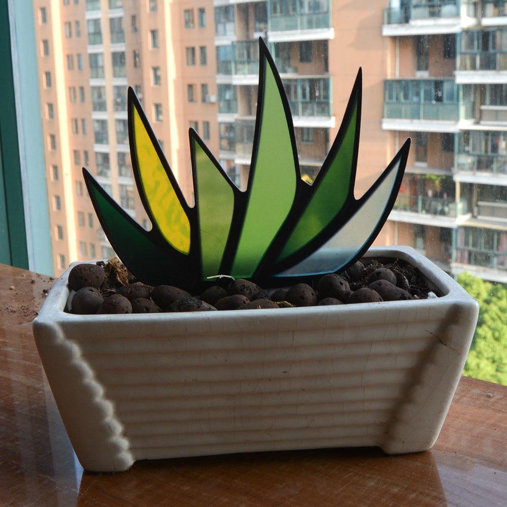 

Mini Agave Suncatcher Acrylic Potted Plant Decorations Outdoor Indoor Decorations Style 9
