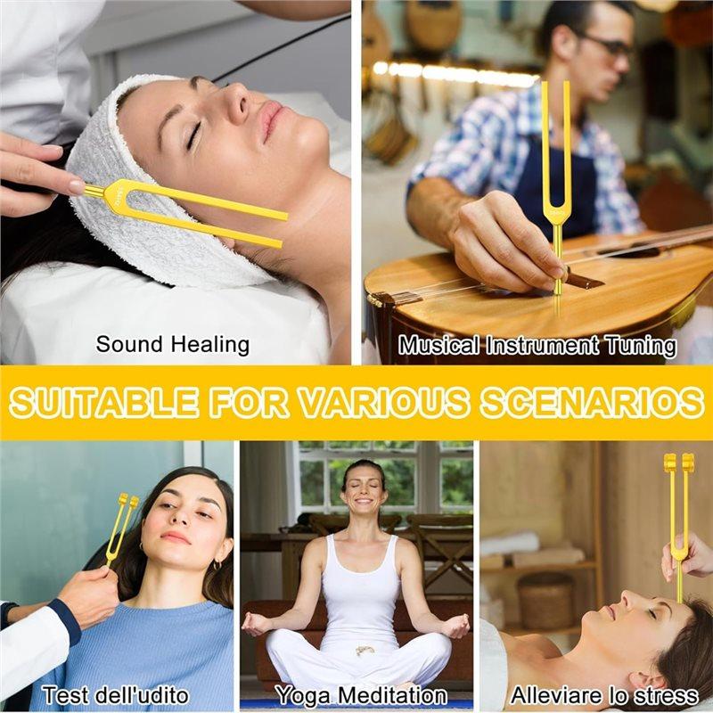 Tuning Forks For Healing Set 128Hz, 136.1Hz, 256Hz, 384Hz For Chakra, Yoga, And Meditation