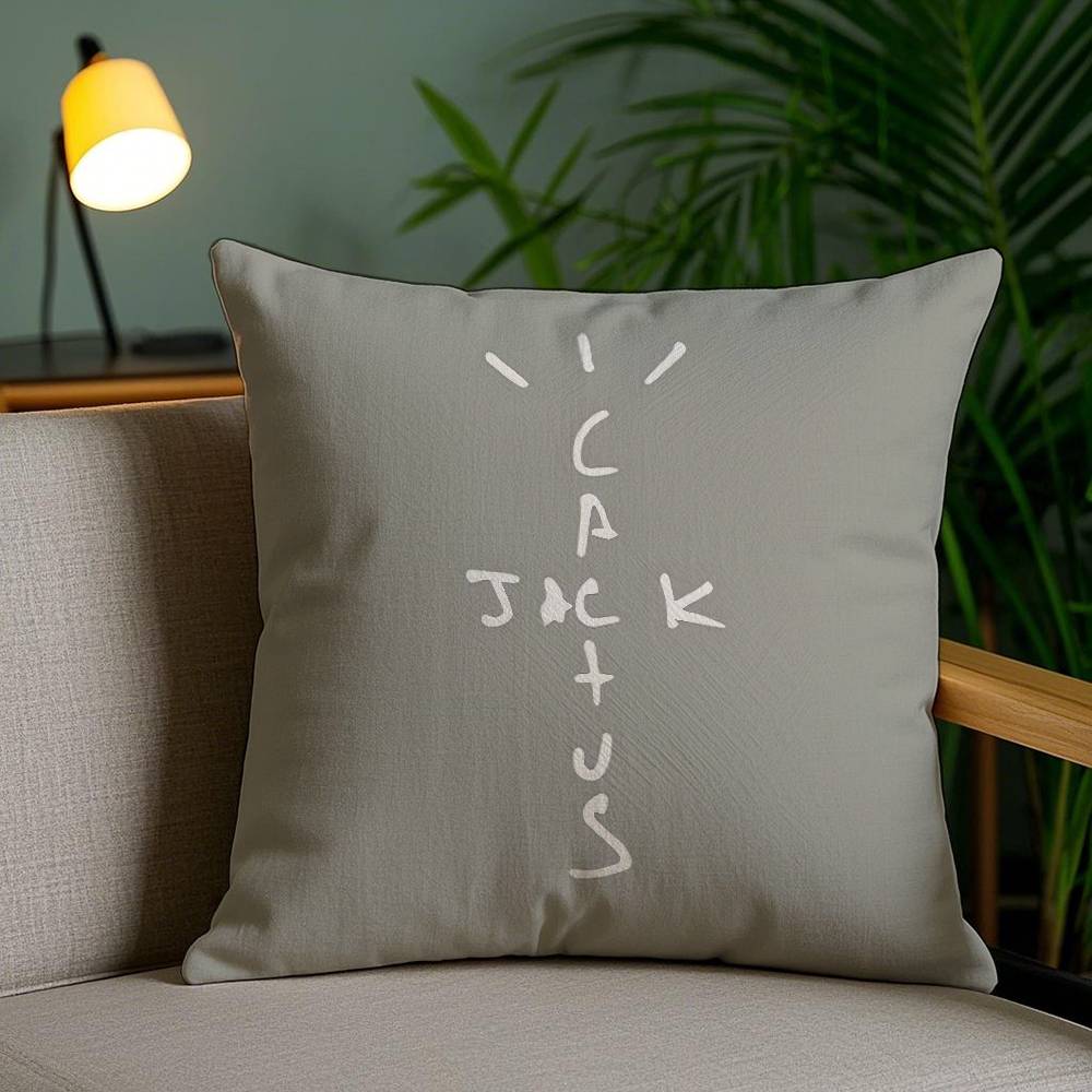 Cool C-Cactus Jack Pillow Case Home Dorm Chair Back Short Plush Double-Sided Printing Office Nap Time Cushion Cover