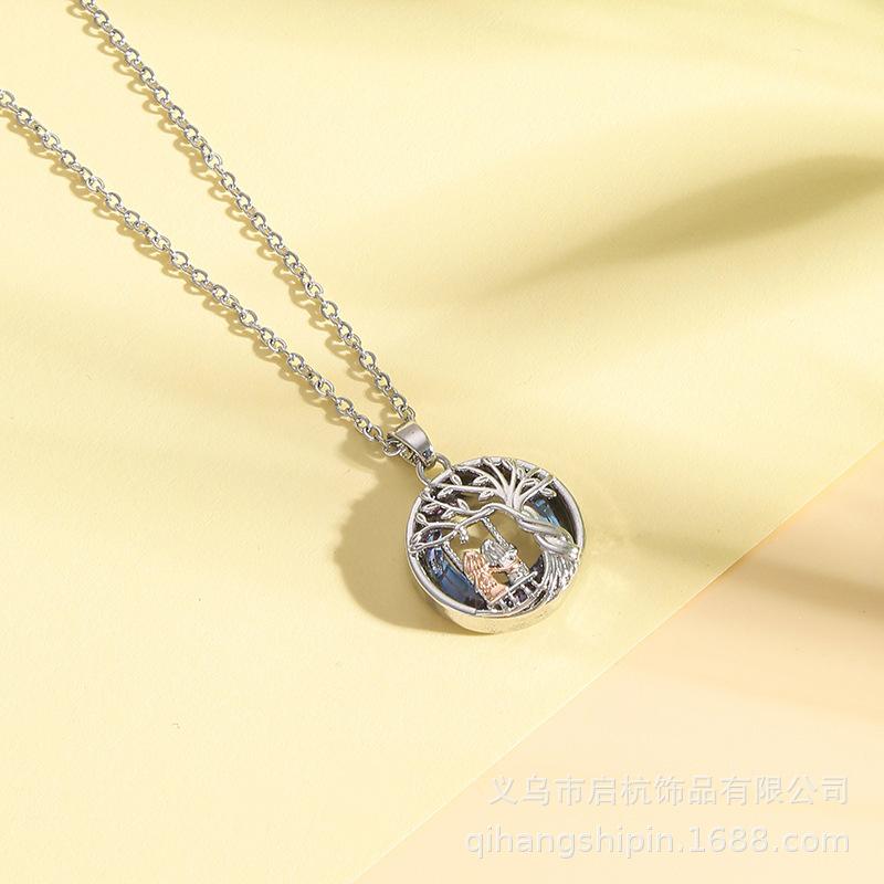 Tree Of Life Necklace Women'S Retro Personality Versatile Trend Temperament Inlaid Crystal Pendant Jewelry