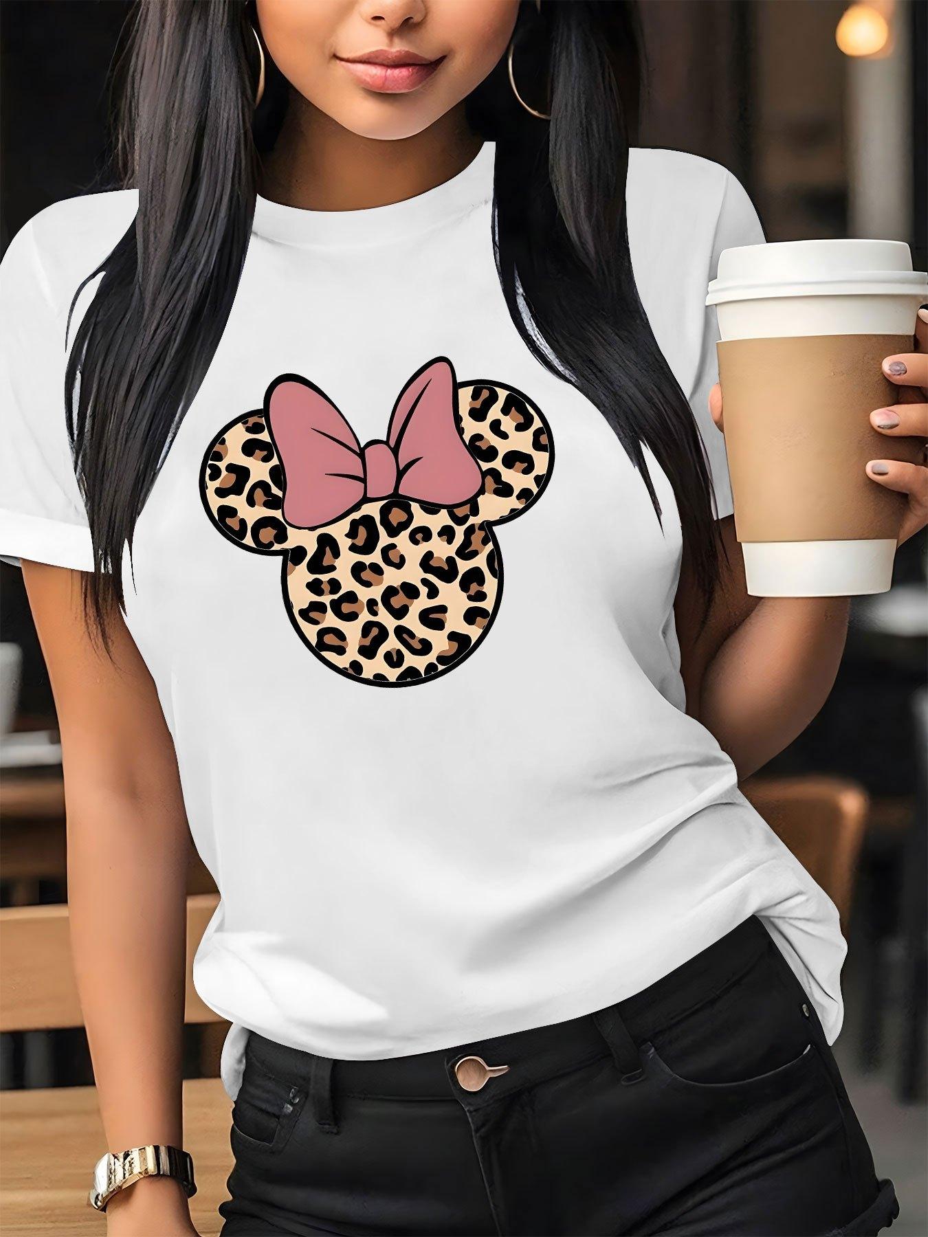 

Women s clothing for spring and summer, short-sleeve crew neck casual tops, printed pattern T-shirts XXS