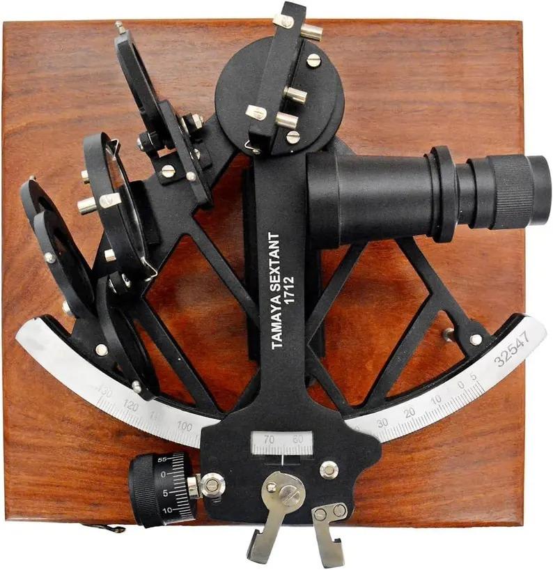 Tamaya Sextant – Antique Maritime Navigational Instrument with Wooden Box | Working Brass Sextant, Astrolabe, Nautical Ship Decor, Gift.