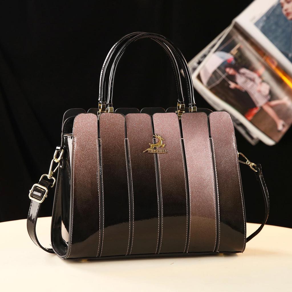 Elegant Patent Leather Women's Crossbody Handbag - Versatile for Mature Moms