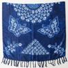 Ethnic Tie-Dye Blue & White Cotton-Linen Scarf: Mori Girl Travel Shawl & Literary Accessory