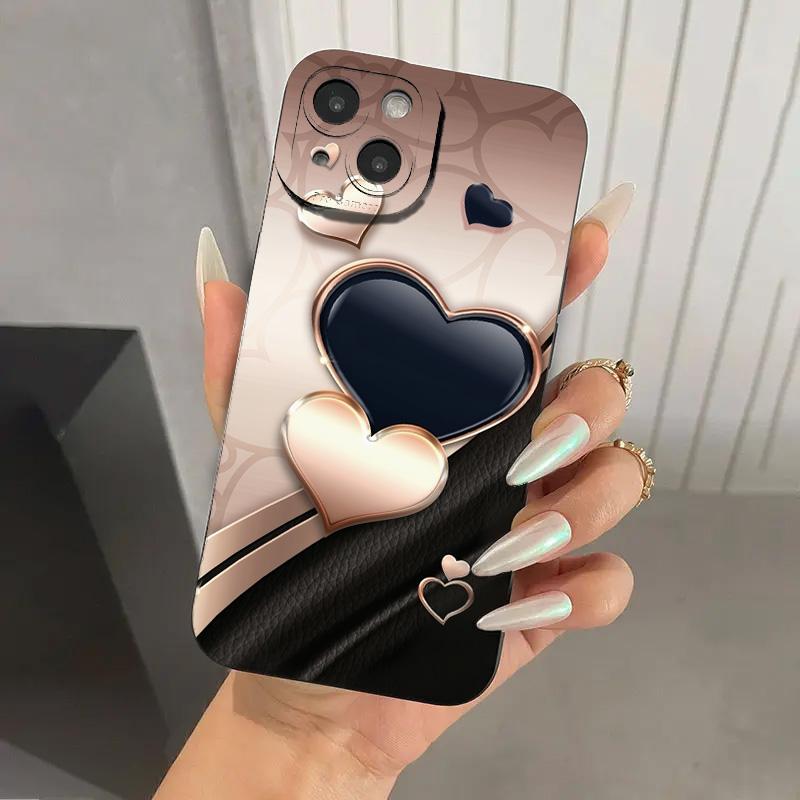 Purple Heart-Shaped Design TPU Phone Case For iPhone 17 16 Pro Cases iPhone 16E 11 12 13 14 15 Pro Max XS X XR 7 8 16 Plus Cover