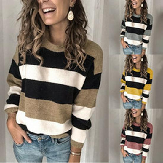 Wishwish Women's Autumn Winter Casual Loose Mohair Knit Jacquard Sweater