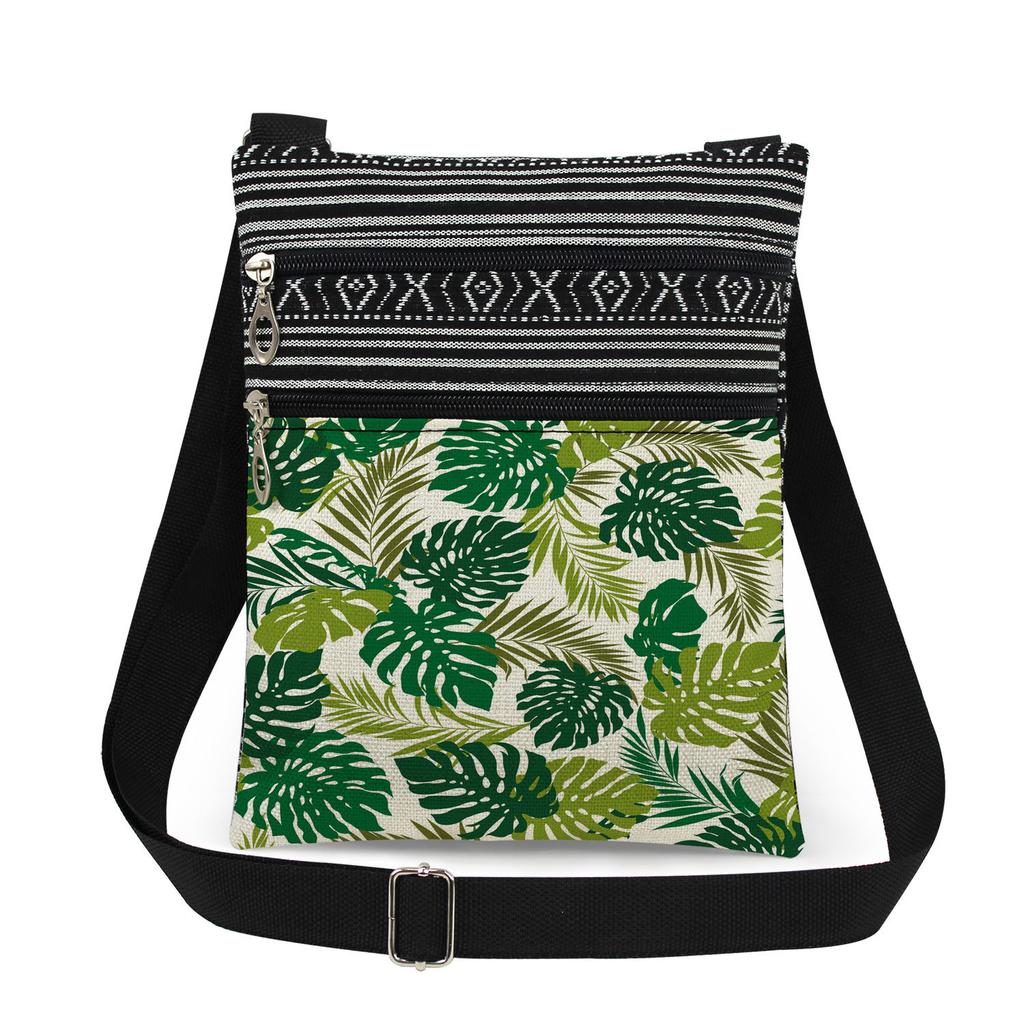 1 Stück Stofftasche mit Pflanzenmuster Damen Umhängetasche Posttasche 6918