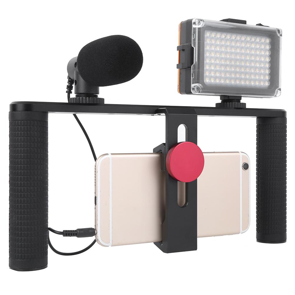 Zweihand-Handyhalter-Set, Stabilisator für Fotografie, Video, Live-Übertragung, Licht