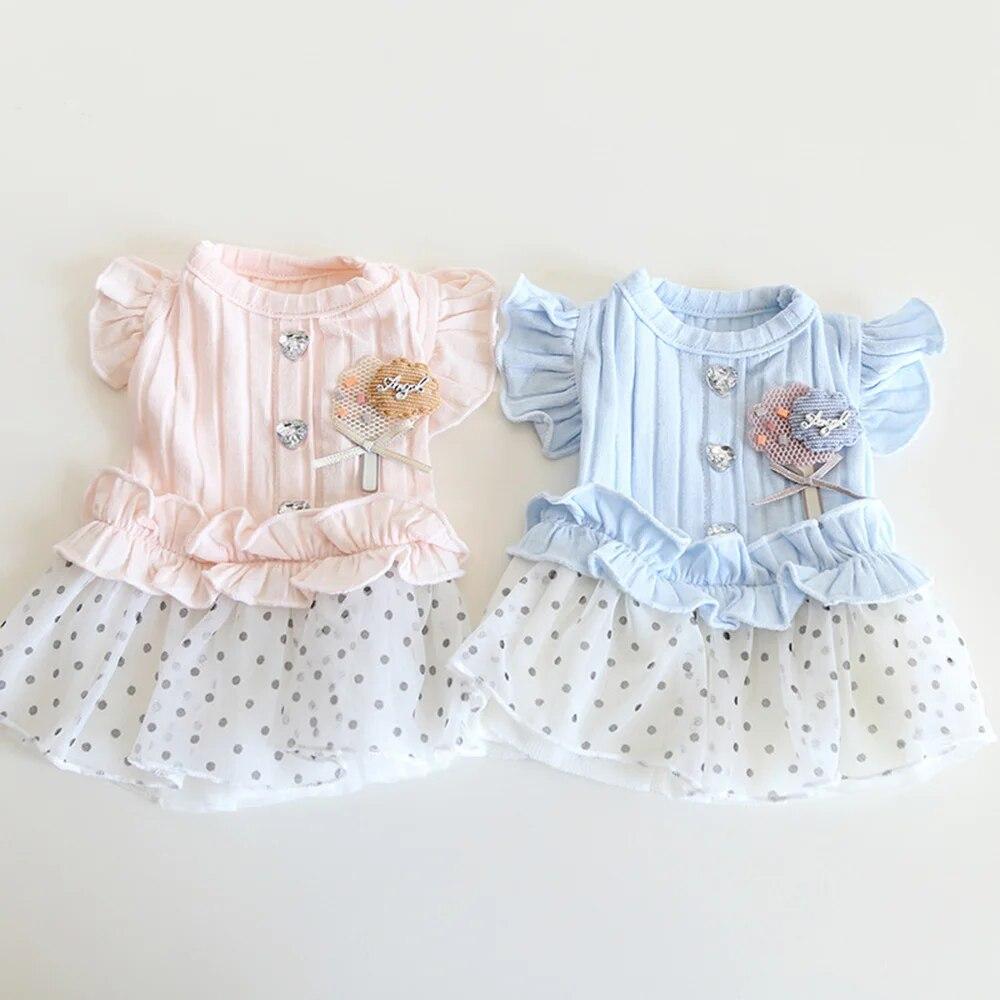 

Платье для собак и кошек, юбка, леденец в черный горошек, дизайн для щенков, весенне-летняя одежда, 2 цвета