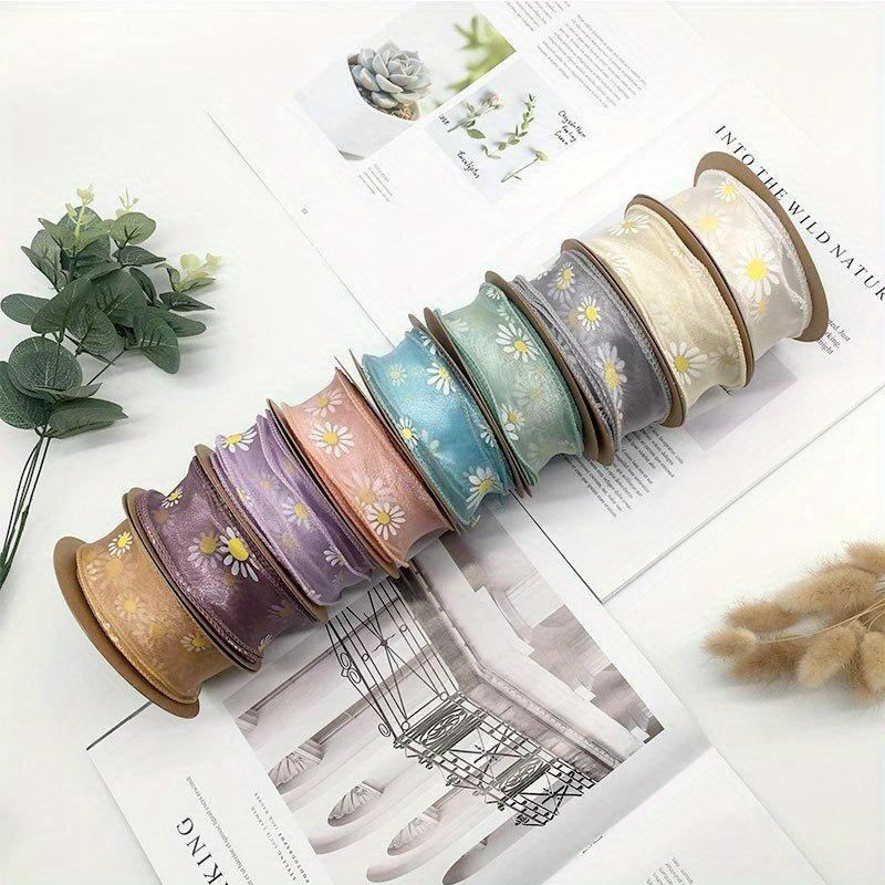 DIY Trim Ribbon for Bows 10 Yard Cake Gift-wrapped Bow Hand-decorated 9m*4cm Floral Edge Wave Ribbon Yarn Daisy Ribbon