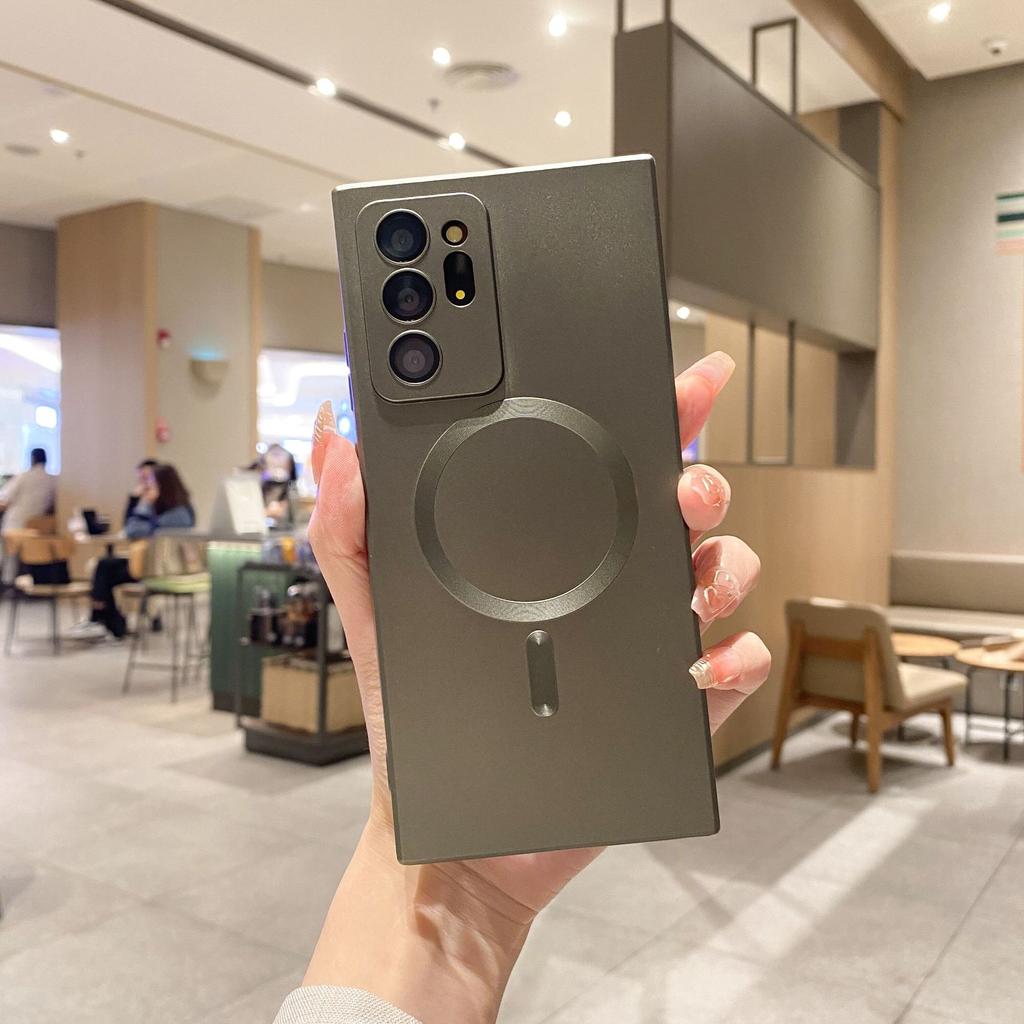 Suitable for electroplated Samsung magnetic mobile phone case Samsung S25 Samsung S22 mobile phone case Samsung NOTE20 solid color soft case