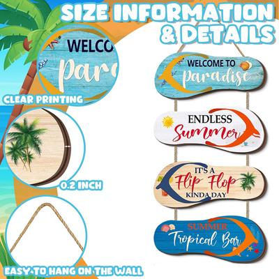Wooden Beach Decoration Letter Print Flip Flops Shape Hanging Exquisite Colorfast Decorate Relaxing Ambiance Summer Vacation Style Door Pendant Home