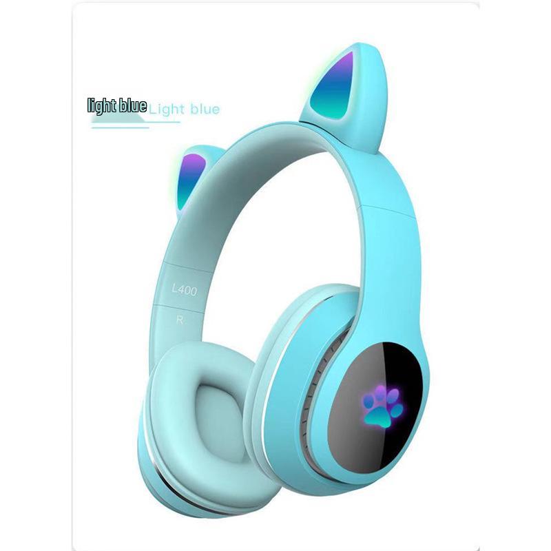 Cute Luminous Cat Ear Bluetooth Headphones for Kids - Trendy Wireless Headset for Girls