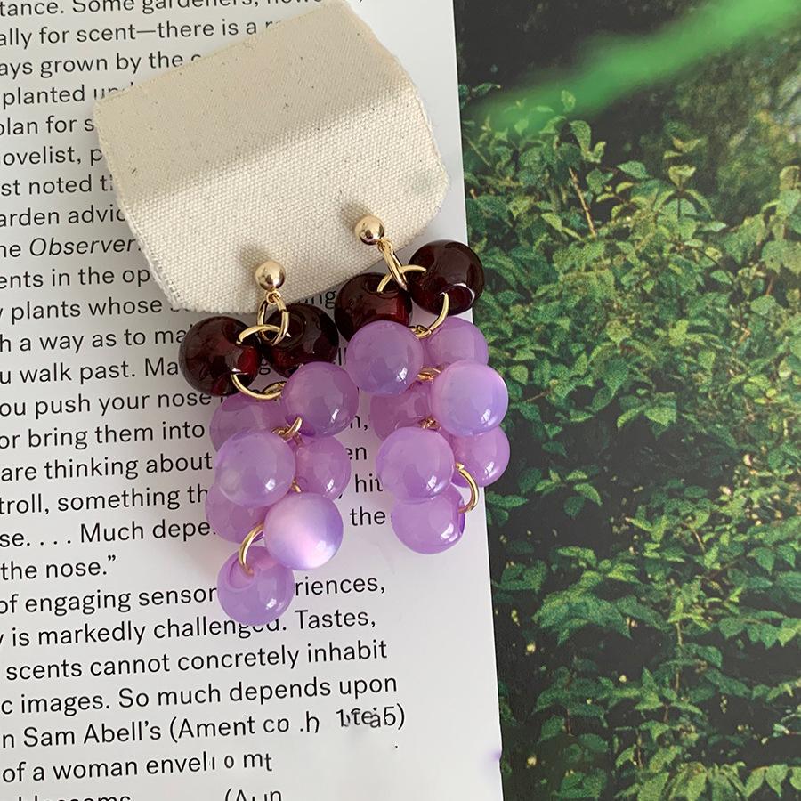 

Mori silver needle resin grape stud earrings summer pastoral wind sweet small fresh earrings niche high-end earrings women