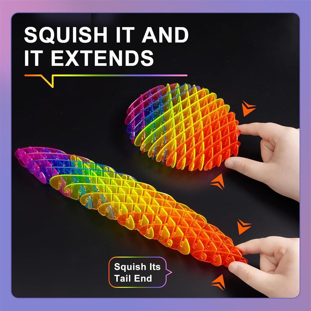 Colorful Worm Slug Fidget Toy, Bendable Elastic Sensory Toy, Funny Pocket Stress Relief Gift Presents