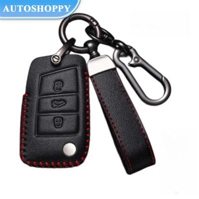 Funda de cuero aceitado para llave de coche, funda completa Fob para VW Volkswagen Golf 7 MK7 Tiguan MK2 para SEAT Ateca Leon FR 2 Ibiza para Skoda Octavia