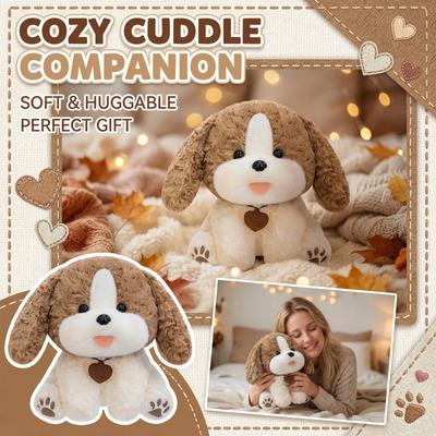 Plush Stuffed Animal Puppy Soft Toy with Heart Pendant Sitting Design Huggable Size Suitable for Kids and Collectors