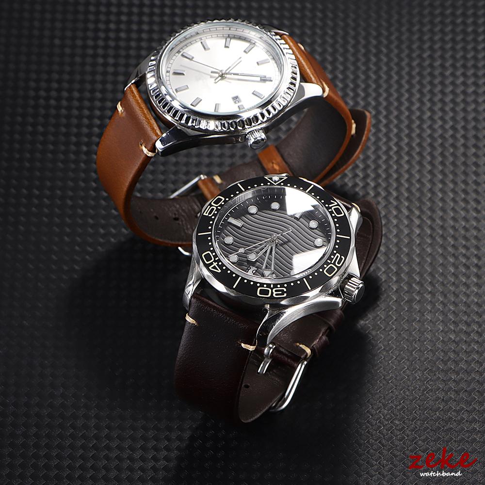 18mm 20mm 22mm Stisching Cowhide Watchbands Men Women Soft Calfskin Business Watch Straps Vintage Brown Black Bracelet Wristband