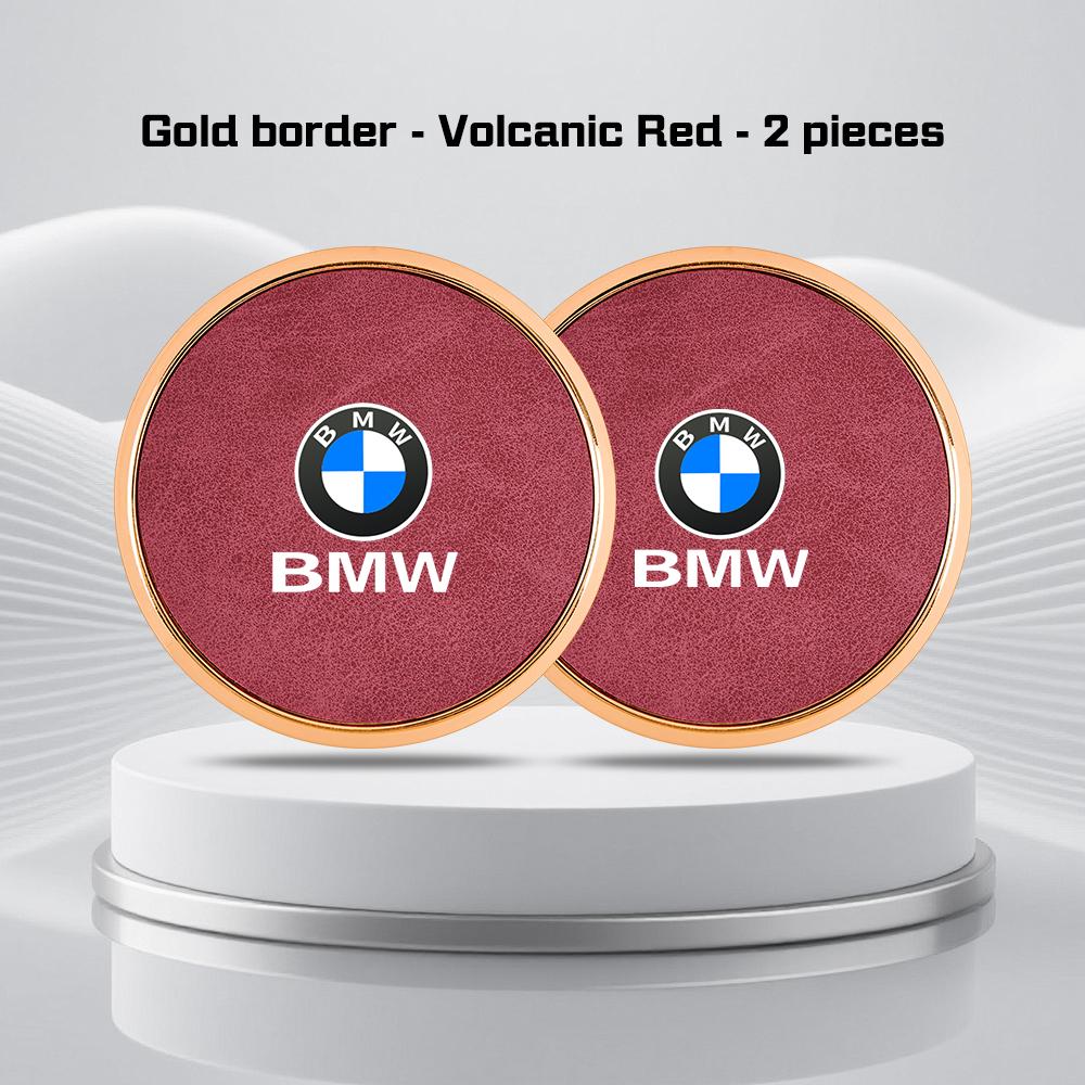 For BMW X1X2 X3 X5X4 X6 X7 1 3 5 7 Series F40 E90 G20 G30 i7 i8 2Pcs Leather Car Coaster Anti-slip Pad Water Cup Mat Accessories ulbn07