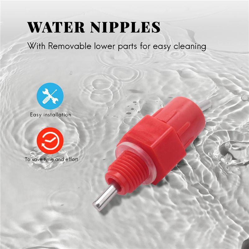 A84E-50Pcs Water Nipples Stainless Steel Ball Drinker Poultry Chicken Duck Screw