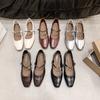 French Square Head Mary Jane Shoes Women'S Flat Bottom New Retro Soft Leather Low Heel Single Shoes Light Mouth Fashion Women'S Shoes