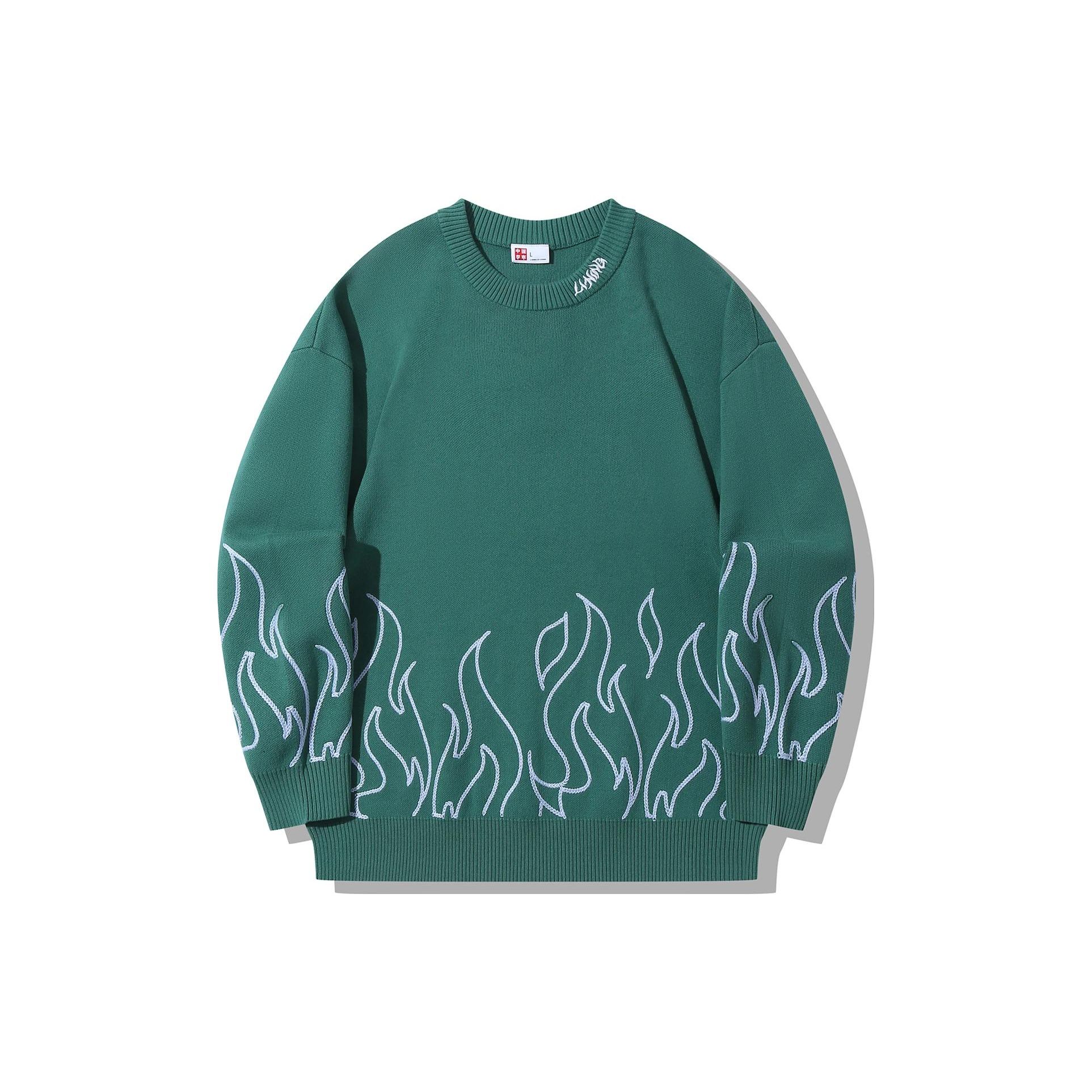 

Пуловер Li Ning Flame Свободный С длинным рукавом Вязаный свитер Унисекс свитер Глубокий дворцовый зеленый AMBT135-3 S