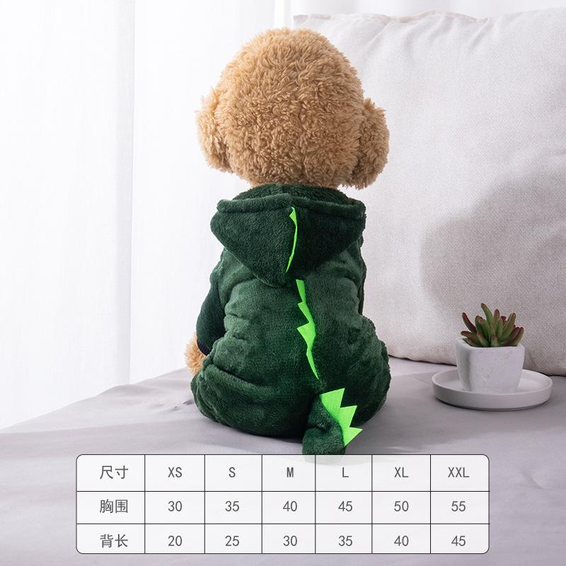 

Pet Clothes Transformation Outfit Coral Fleece Autumn Winter Dinosaur Four-Legged Dog Winter Clothes Cat Pet Costume XS