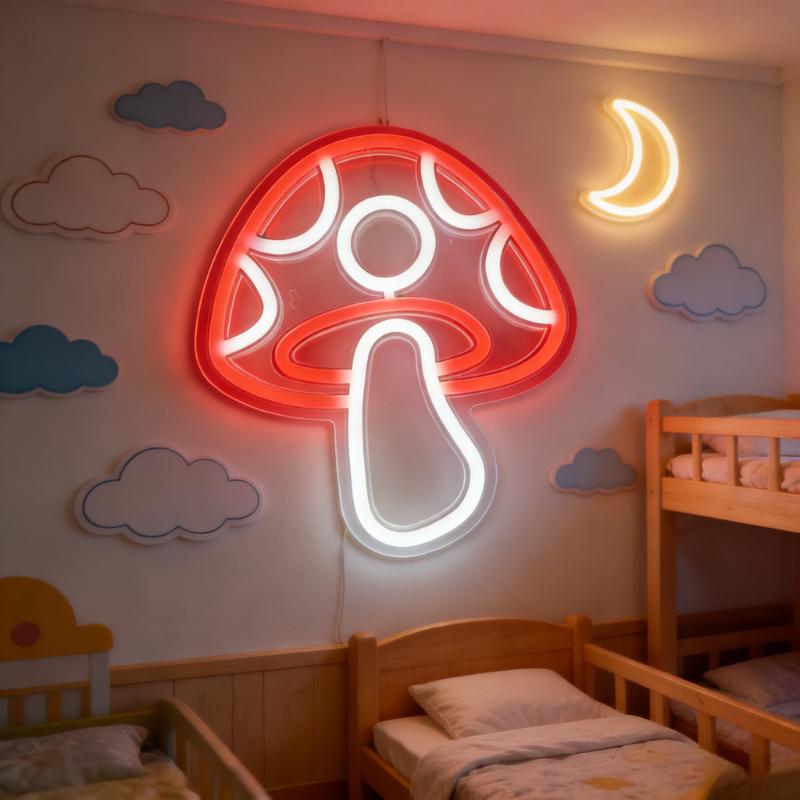 Mushroom Neon Sign Led Mushroom Neon Light 3d Wall Art Mushroom Night Neon Signs For Wall Decor Game Room Bedroom Decor