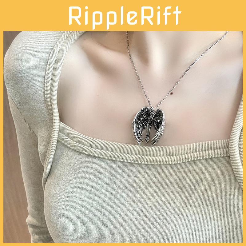 Stylish Alloy Angel Wings Cross Necklace For Trendy Punk Retro Fashion Lovers