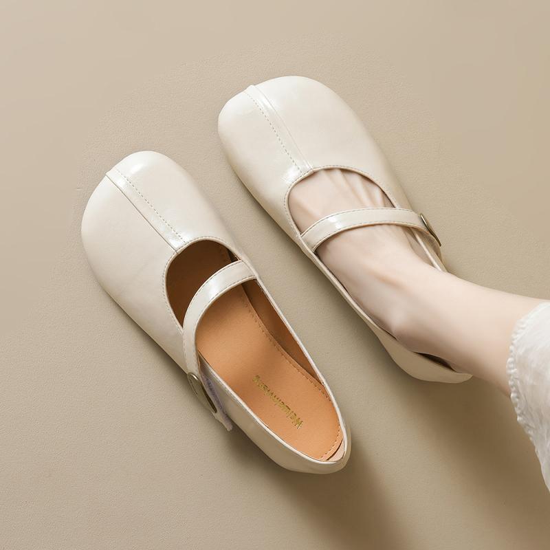 Fashion Retro Belt Strap Mary Janes Woman Lolita Flats Shoes Square Toe Cozy Slip On Loafers Female Solid Pu Leather Mocasines De Mujer