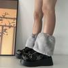 Women Furs Leg Warmer Winter Furry Long Boot Cuffs Fuzzy Shoe Cover Party Costume for Holiday Festival Performances Play