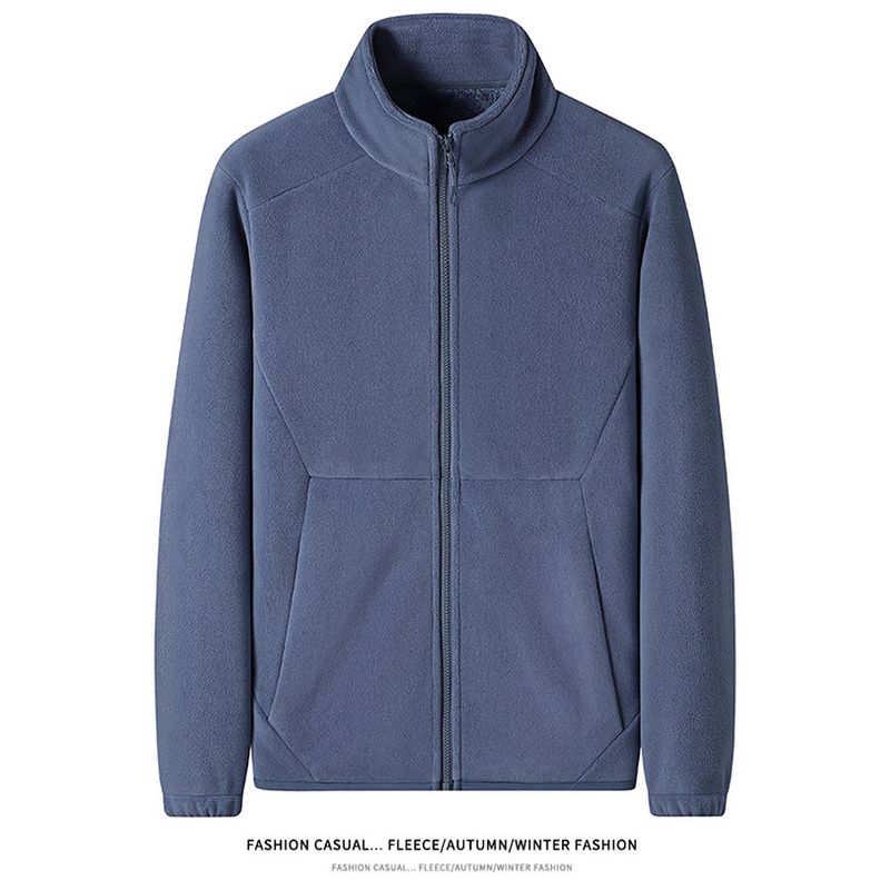 Berber Fleece Outerwear Men's Winter Fleece-lined Thickened Stand Collar Cardigan Double-sided Polar Fleece Hoodie Foreign Trade Men's Clothing Jacket