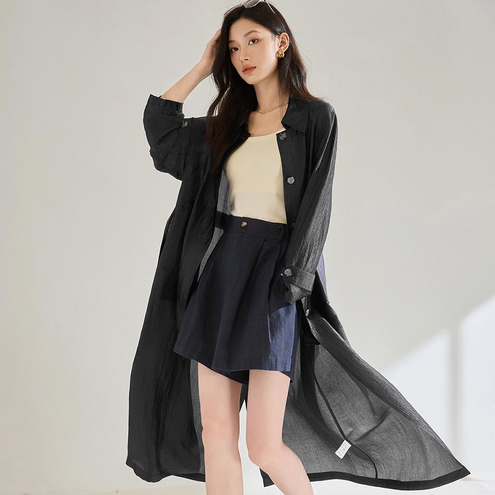Spring and summer new acetic acid fashion sunscreen clothing thin high-end design long-sleeved long cardigan jacket 18850