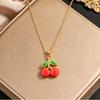 Stainless Steel Cherry Oil Dripping Apple Pendant Necklace - Hot Selling Fruit Series