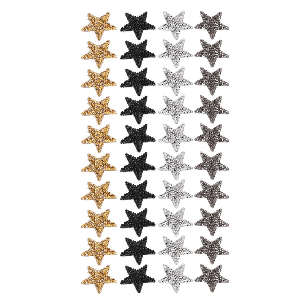 40Pcs Iron On Patches Rhinestones Star Pattern Delicate Decorative Cloth Patches 4 X 4cm