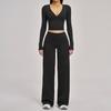 Womens Long Sleeve Yoga Set Slim Fit Sports Outfit Casual Activewear Gym Workout Daily Wear