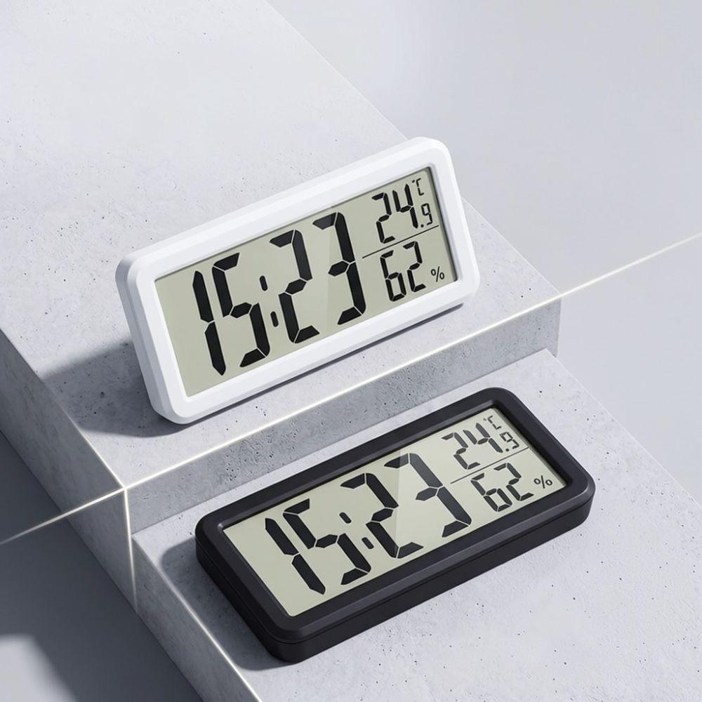 Minimalist LED Digital Clock Temperature Humidity Monitor Magnetic Wall Mounted Desk Tabletop Home Office Kitchen Tool