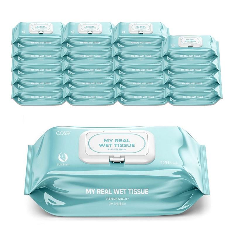 CosW My Real Wet Wipes Cap Type, 43g, 120 Sheets, 20 Pcs