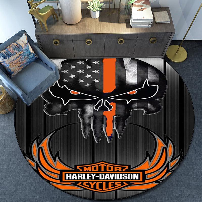 Harley-davidson Motorcycle Artwork Round Rug for Livingroom,Bedroom, Palyroom, Chair Rug, Area rug, Circle Carpet, Fan Christmas gift