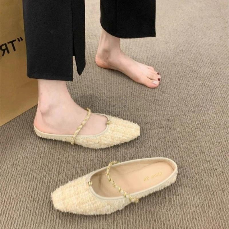 Fashion Mary Jen Shoes Square Toe Summer Women's Slippers and Ladies Sandals Sale New Style Fashion Slides 2025 Trend Comfortable Elegan